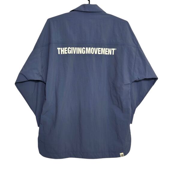 The Giving Movement Nylon Oversized Shacket Jacket Re-Shell 100 M/L Blue Unisex - Picture 2 of 6